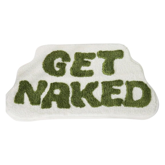 Gnwei Get Naked Bath Mat, Cute Bedroom Rugs Letter Print, Funny Living Room Mat for Apartment Decor, Soft & Absorbent Plush Non-Slip Bottom Washable Home Carpets 23.6" x 15.7"