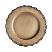 Gnwei Gold Charger Plates Round 13inch, Clear with Gold Rim, Reef Charger Plate for Dinner, Bulk Plastic Floral Table Charger Plates for Dinner Wedding Party Event