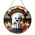 thumbnail image 1 of Gnwei Halloween Decorations Door Hanging Sign, Round Pumpkin Wooden Signs, Happy Halloween Welcome Front Door Hanger Wreath Yard Wall Home Decor for Halloween Party Supplies, 1 of 9