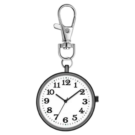 Gnwei Keychain Pocket Watch, Portable Keychain Watch Pendant Clip-on Watch Quartz Pocket Watch Hanging Portable Pocket Watch Round Nurse Watch with Key Buckle