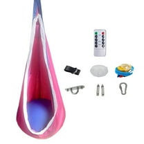 Gnwei Kids Hanging Pod Swing Chair - Upgraded Indoor Outdoor Light Up Hammock Seat with LED Lights - Child Sensory Ceiling Couch Swings with Inflatable Pillow for Inside Outside Room