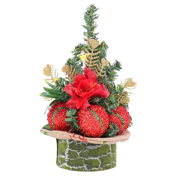Gnwei Mini Christmas Tree Decorations, 9-Inch Small Table Top Portable Christmas Tree with Red Berries for Kid Gift Office Tabletop and Room Desktop Holiday Party Decorations