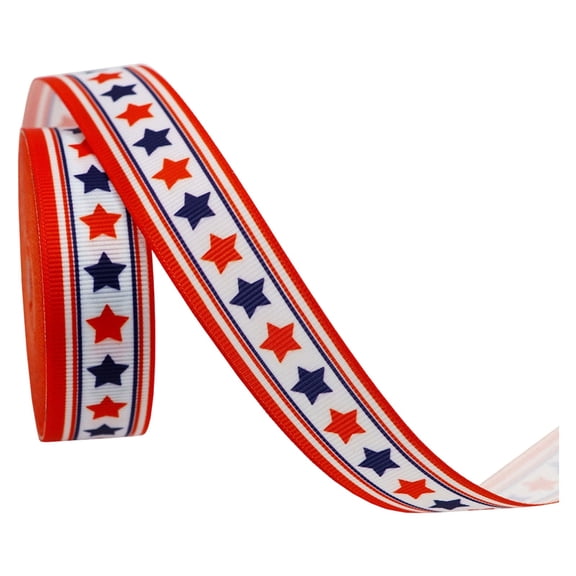 Gnwei Patriotic Ribbon for 4th of July – Red White Stripe Ribbon, 5 Yards Per Roll, Independence Day Ribbon for Wreaths, Bows, Crafts, Memorial Day, Veterans Day, and Patriotic Decorations