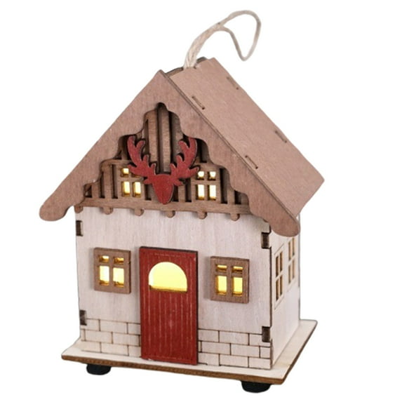 Gnwei Pre Lit Christmas Village Decor: 3D Wood Houses with Lighted - Christmas Decorations Indoor - White Xmas Holiday Farmhouse Rustic Decor for Home Table Room
