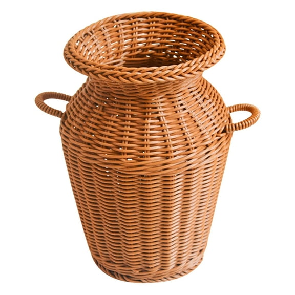 Gnwei Rattan Vase, Small Braided Boho Vases for Pampas Grass & Flower Arrangement, Hand Woven Vases Decor, Rustic Farmhouse Round Wicker Vase Basket for Centerpieces