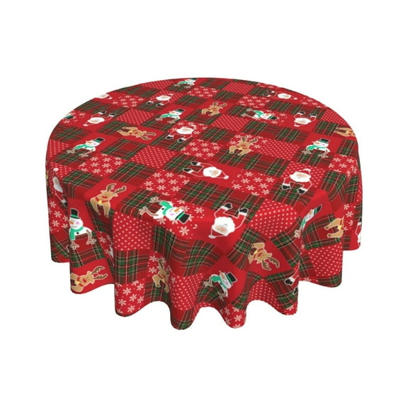 Gnwei Round Picnic Tablecloth, Wipeable Flannel Backed Vinyl Tablecloths for 45" - 60" Tables, Waterproof Elastic Fitted Table Covers for Camping, Indoor, Outdoor, Christmas