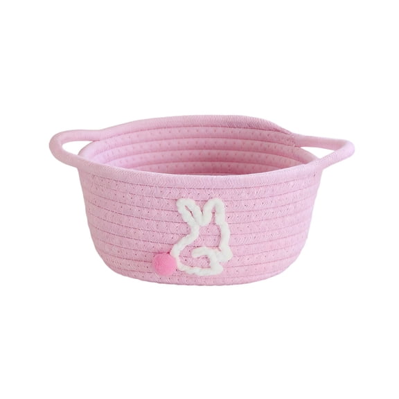 Gnwei Small Easter Basket, Woven Basket,Small Rope Storage Bin with Handles & Ribbon Bag, Organizer for Shelves Closets,Gift Basket Empty for Birthday,Books,Dog Toys