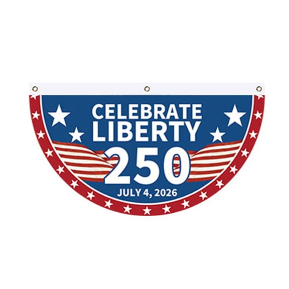 Gnwei USA 250th Anniversary Non-Pleated Fan Bunting Flag – 1776-2026, 4th of July Decorations, Patriotic America Bunting – For Porch, Wall, Fence, Outdoor 4th of July Decor