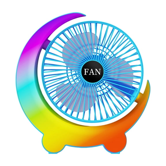 Gnwei USB Rechargeable Desk Fan with RGB Gradient Moon Light – Portable Quiet Table Fan with Multi Speed, Small Circulation Fan with Atmosphere Lamp – Ideal for Home, Bedroom, Travel