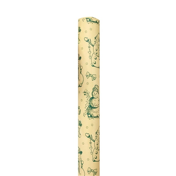Gnwei Vintage Recyclable Christmas Wrapping Paper Rolls, Brown Kraft Wrapping Paper with Red and Green Pattern, Holiday Gift Wrapping Paper Christmas Rolls, 19.7x27.5 inch