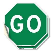 Go (2 Pack) 4 inch X 4 inch Octagon Vinyl Label Decal Sticker Weather Resistant, UV Protected for Workplace, Private Property, and Construction Site, Made in the USA