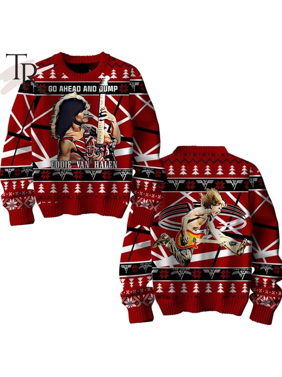 Go Ahead And Jump Eddie Van Halen Ugly Christmas Sweater