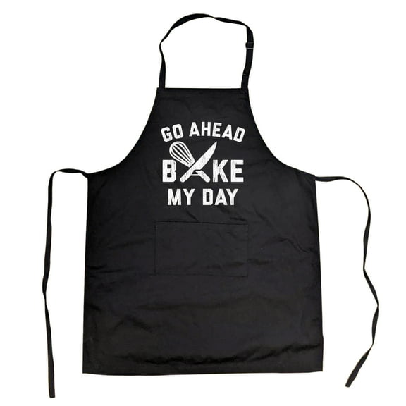 Go Ahead Bake My Day Cookout Apron Funny Kitchen Cooking Sarcastic Smock Chef