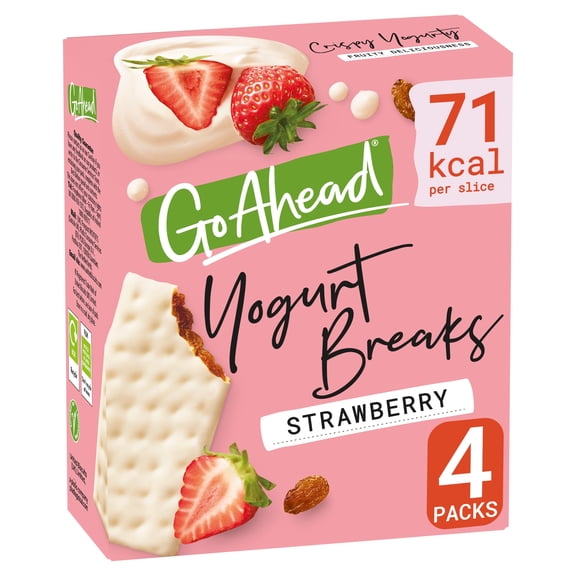 Go Ahead Strawberry Fruit Yogurt Breaks Snack Bars Multipack 4 x 35.5g, Imported from Britain