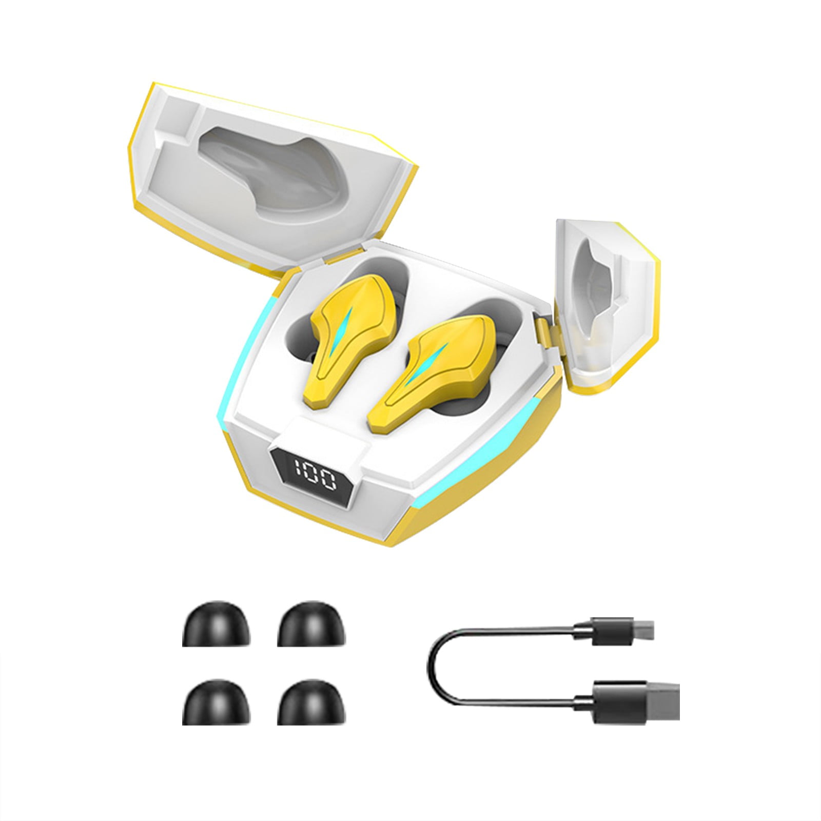 Go Air Pop True Wireless Bluetooth Earbuds & Charging Case - Black, Dual Connect, IPX4 Sweat Resistance, Bluetooth 5 Connection, 3 EQ Sound Settings Signature, Balanced, Bass Boost - Yellow