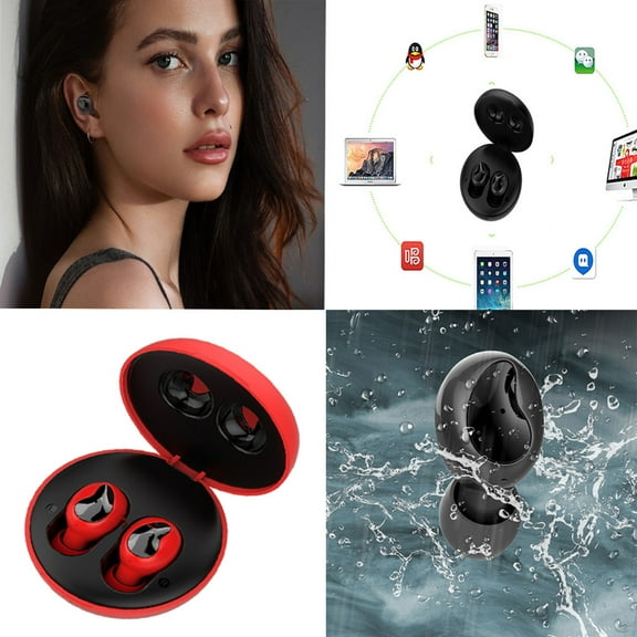 Go Air Pop True Wireless Bluetooth Earbuds & Charging Case - Mauve, Dual Connect, IPX4 Sweat Resistance, Bluetooth 5 Connection, 3 EQ Sound Settings Signature, Balanced, Bass Boost - Black,Red