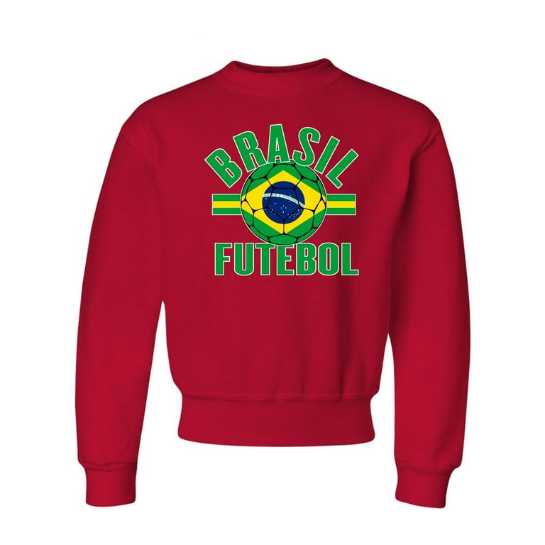 Go All Out Brasil Futebol Brazil Football Soccer Futbol Crewneck Sweatshirt  Mens/Youth 