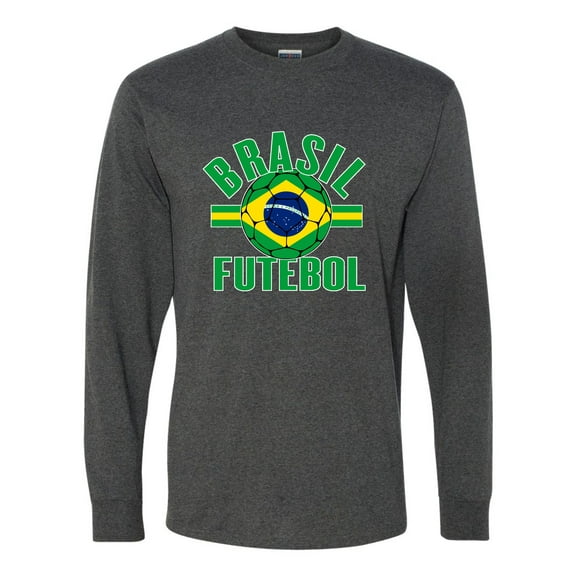 Go All Out Brasil Futebol Brazil Football Soccer Futbol Long Sleeve T-Shirt Mens