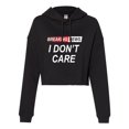 thumbnail image 1 of Go All Out Breaking News I Don't Care Funny Sarcastic Humor Cropped Hooded Sweatshirt Women, 1 of 1