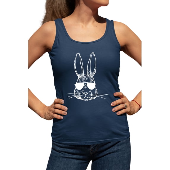 Go All Out Bunny Face With Sunglasses Sleeveless Tank Top T-Shirt Mens/Women/Flowy/Fitted