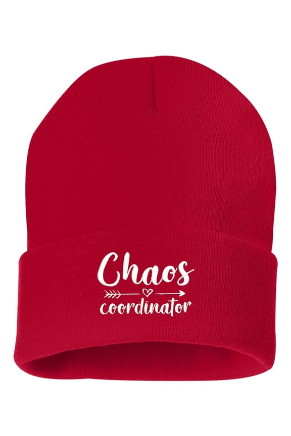 Chaos Coordinator Embroidered Cuffed Knit Beanie Cap Uncuffed/Cuffed/Marled/Pom