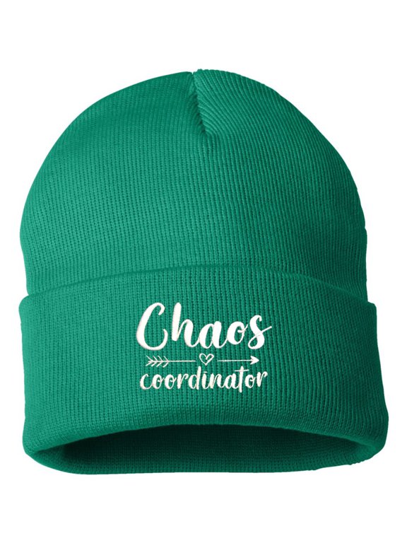 Chaos Coordinator Embroidered Cuffed Knit Beanie Cap Uncuffed/Cuffed/Marled/Pom
