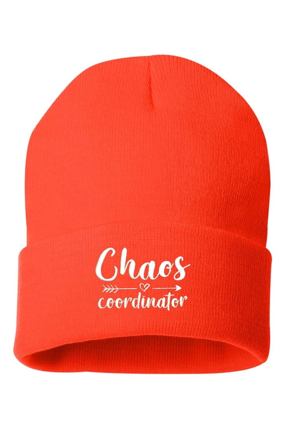 Chaos Coordinator Embroidered Cuffed Knit Beanie Cap Uncuffed/Cuffed/Marled/Pom