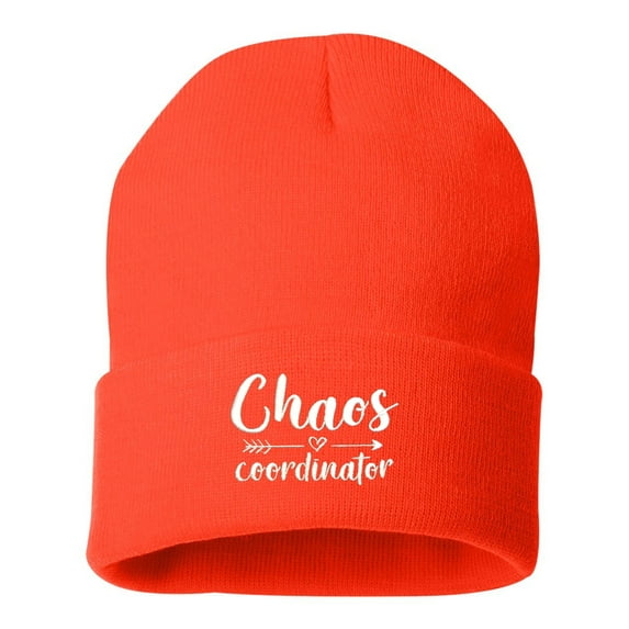 Go All Out Chaos Coordinator Embroidered Cuffed Knit Beanie Cap Uncuffed/Cuffed/Marled/Pom