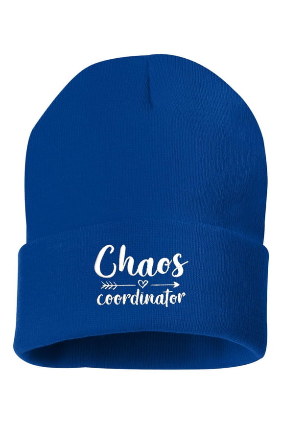 Chaos Coordinator Embroidered Cuffed Knit Beanie Cap Uncuffed/Cuffed/Marled/Pom