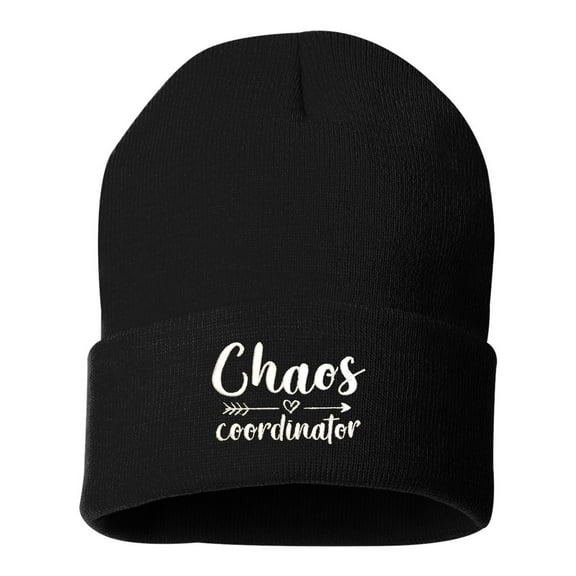 Go All Out Chaos Coordinator Embroidered Cuffed Knit Beanie Cap Uncuffed/Cuffed/Marled/Pom
