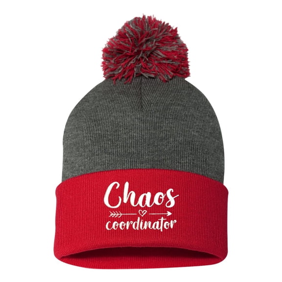 Go All Out Chaos Coordinator Embroidered Knit Beanie Pom Cap Uncuffed/Cuffed/Marled/Pom