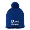 thumbnail image 1 of Go All Out Chaos Coordinator Embroidered Knit Beanie Pom Cap Uncuffed/Cuffed/Marled/Pom, 1 of 1