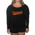 thumbnail image 1 of Go All Out City Of Cincinnati Ohio Pride Fashion Script Flowy Long Sleeve Off Shoulder T-Shirt Women, 1 of 1
