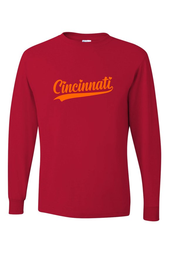 City Of Cincinnati Ohio Pride Fashion Script Long Sleeve T-Shirt Mens