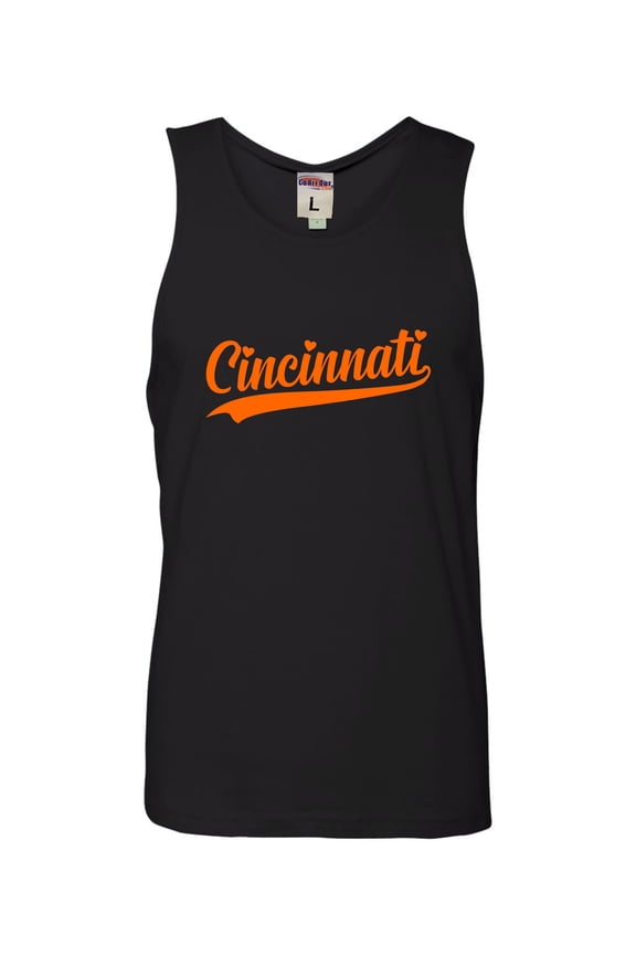 City Of Cincinnati Ohio Pride Fashion Script Sleeveless Tank Top T-Shirt Mens/Women/Flowy/Fitted
