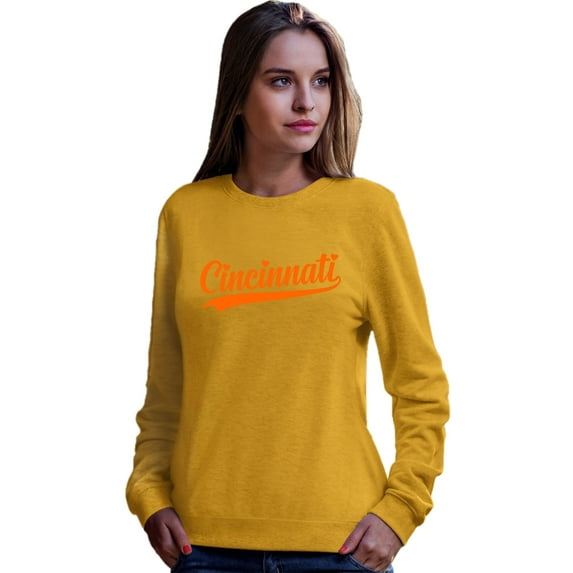Go All Out City Of Cincinnati Ohio Pride Fashion Script Sweatshirt Crewneck Mens/Youth