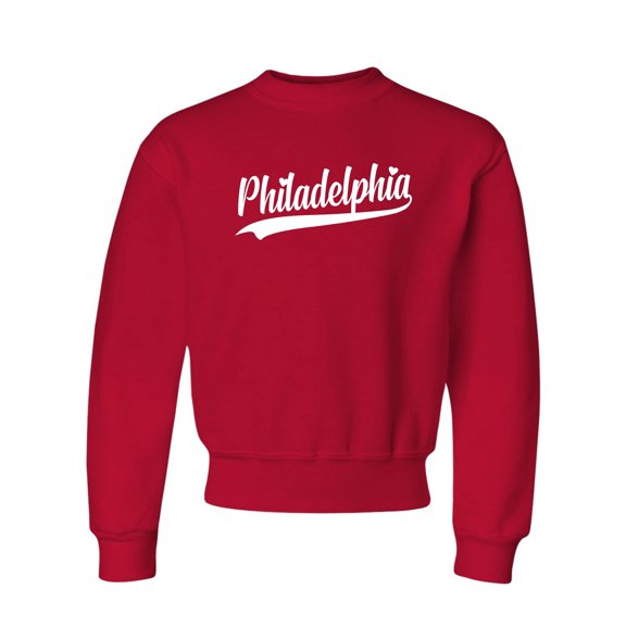 Go All Out City Of Philadelphia Pennsylvania Fashion Script Crewneck Sweatshirt Mens/Youth