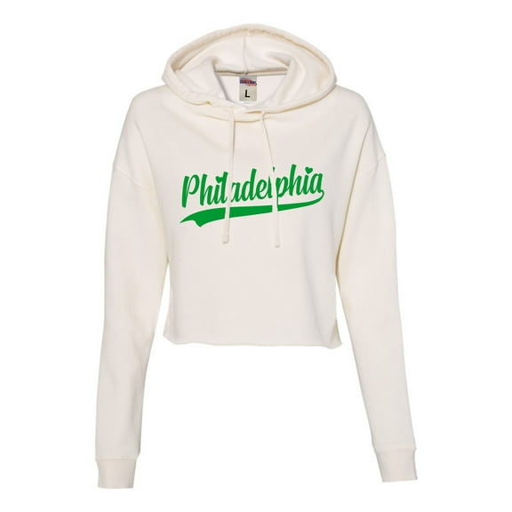 Go All Out City Of Philadelphia Pennsylvania Fashion Script Cropped Hooded Sweatshirt Women