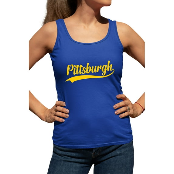 Go All Out City Of Pittsburgh Pennsylvania Pride Fashion Script Sleeveless Tank Top T-Shirt Mens/Women/Flowy/Fitted