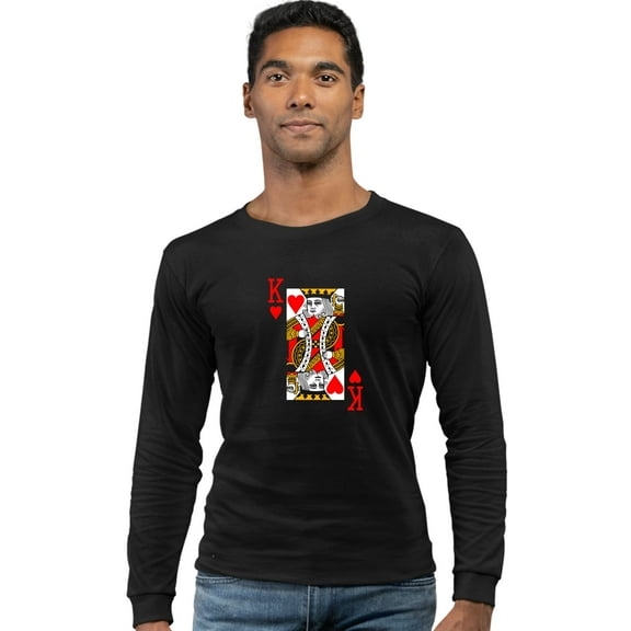 Go All Out King Of Hearts Playing Card Funny Long Sleeve T-Shirt Mens