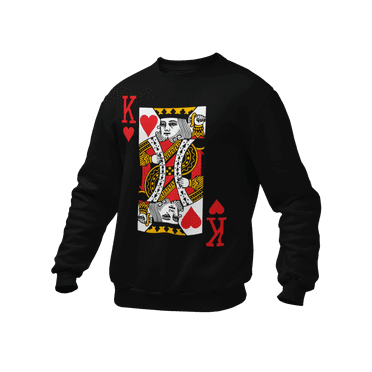 Go All Out King Of Hearts Playing Card Funny Sweatshirt Crewneck Mens/Youth