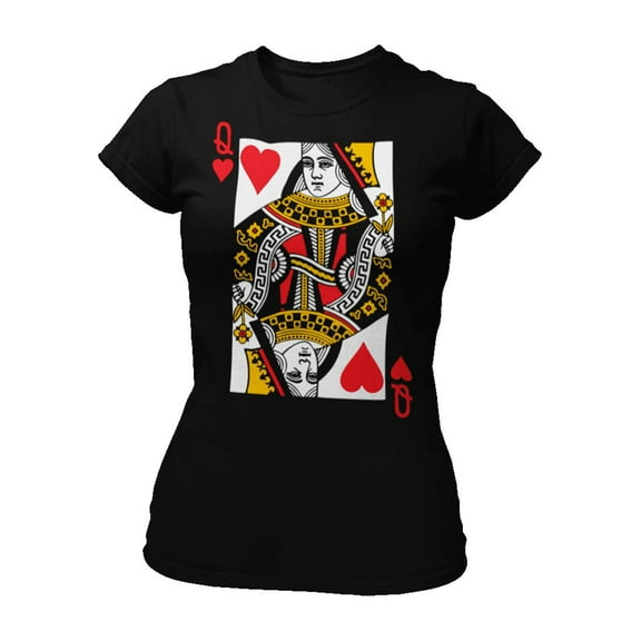 Go All Out Queen Of Hearts Playing Card Funny T-Shirt Mens/Women/Youth