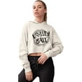 thumbnail image 1 of Go All Out Volleyball Distressed Ball Cropped Hooded Sweatshirt Women, 1 of 3