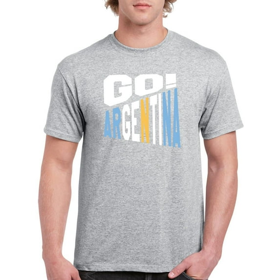 Go! Argentina 2018, Cool Soccer Team Men Athletic Heather T-Shirt, Male Medium