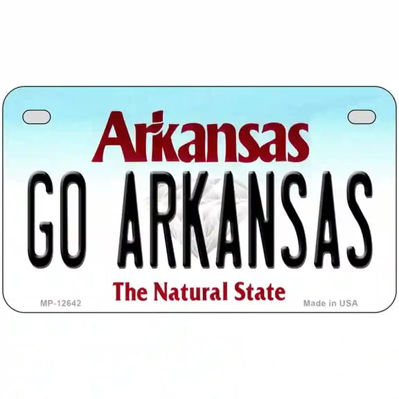 Go Arkansas Novelty Metal License Plate 7" x 4" Motorcycle (MP)