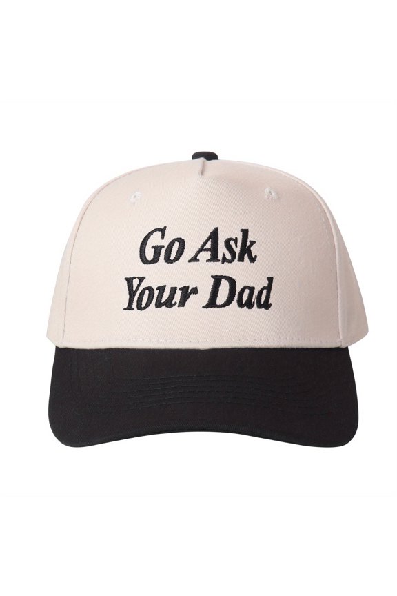 Go Ask Your Dad Embroidered Trucker Hat Color Blocked Adjustable Snapback Unisex Statement Cap for Everyday & Travel