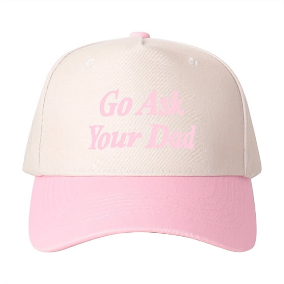 Go Ask Your Dad Embroidered Trucker Hat Color Blocked Adjustable Snapback Unisex Statement Cap for Everyday & Travel