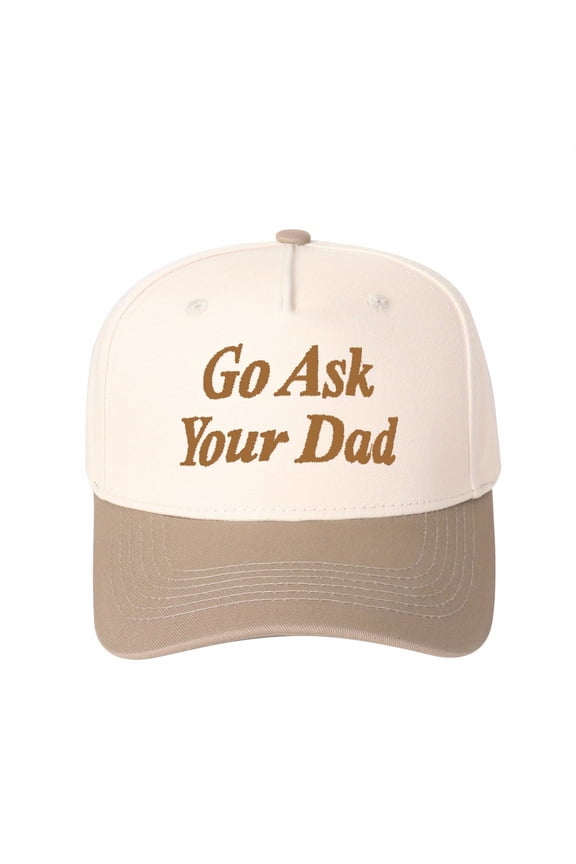 Go Ask Your Dad Embroidered Trucker Hat Color Blocked Adjustable Snapback Unisex Statement Cap for Everyday & Travel