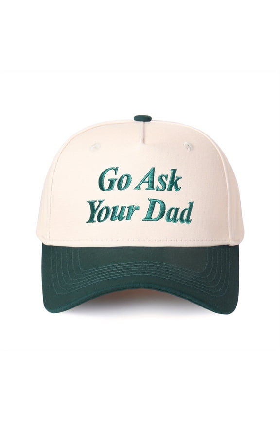 Go Ask Your Dad Embroidered Trucker Hat Color Blocked Adjustable Snapback Unisex Statement Cap for Everyday & Travel