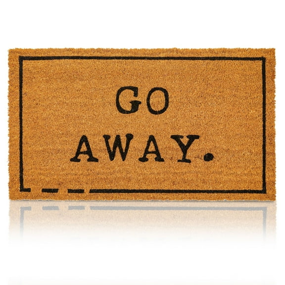 Go Away Doormat, Funny Front Door Welcome Mat for Outdoor Porch or Patio, Natural Coco Coir (17 x 30 In)